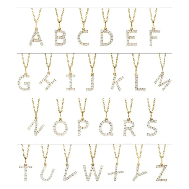 14K Yellow Gold 1/5 CTW Lab-Grown Diamond Initial A 16-18" Necklace