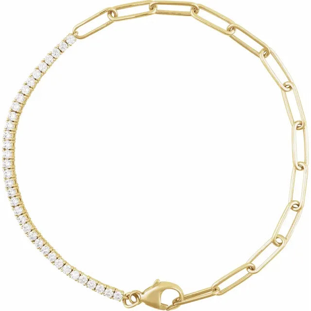14K Yellow Gold 1 CTW Lab-Grown Diamond Line 7 1/2" Bracelet