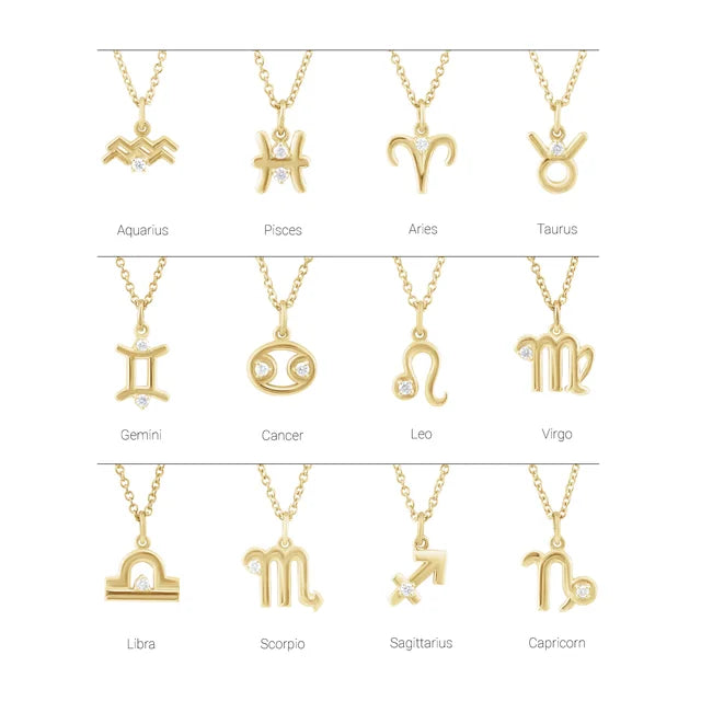 14K Yellow Gold .03 CTW Natural Diamond Gemini Zodiac 16-18" Necklace