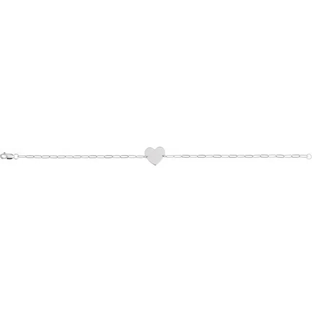 Sterling Silver Engravable Heart 7" Bracelet