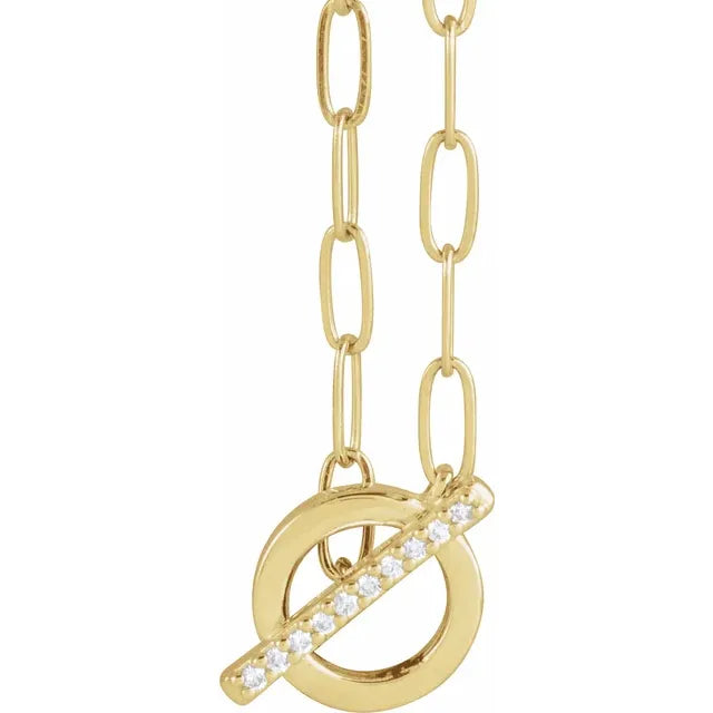 14K Yellow Gold .04 CTW Natural Diamond Toggle 16" Necklace