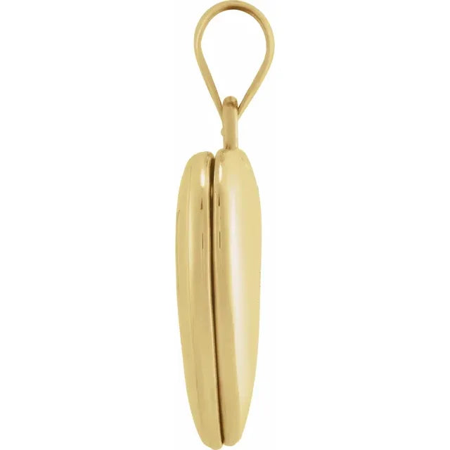 14K Yellow Gold Engravable Heart Locket 24mm x 16mm