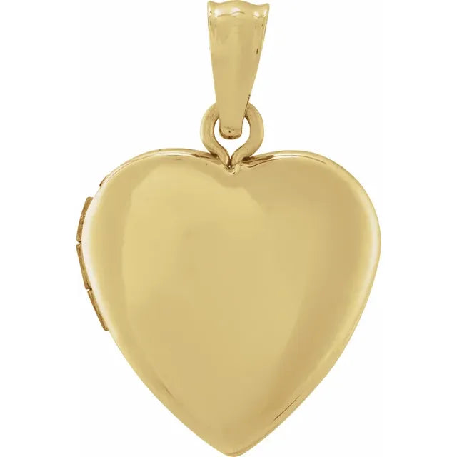 14K Yellow Gold Engravable Heart Locket 24mm x 16mm