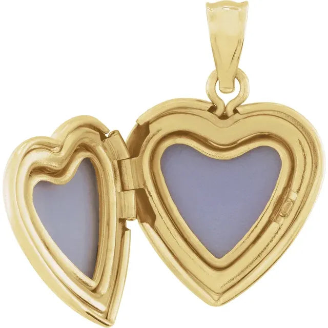 14K Yellow Gold Engravable Heart Locket 24mm x 16mm