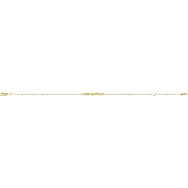 14K Yellow Gold Mama 6 1/2-7 1/2" Bracelet