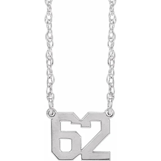 Sterling Silver Sports Numeral 16-18" Necklace