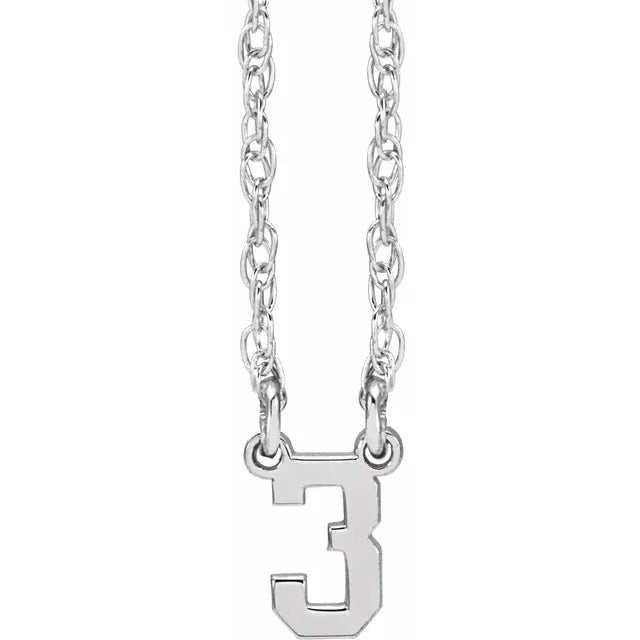 Sterling Silver Sports Numeral 16-18" Necklace