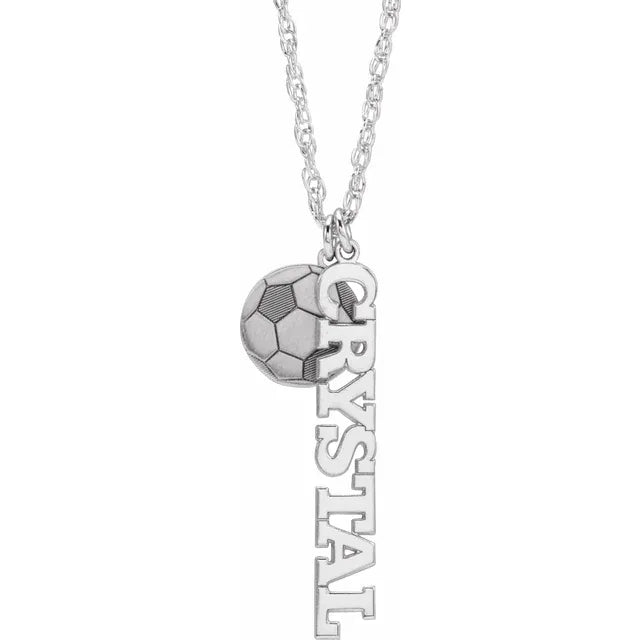 Sterling Silver Sports Nameplate 16-18" Necklace