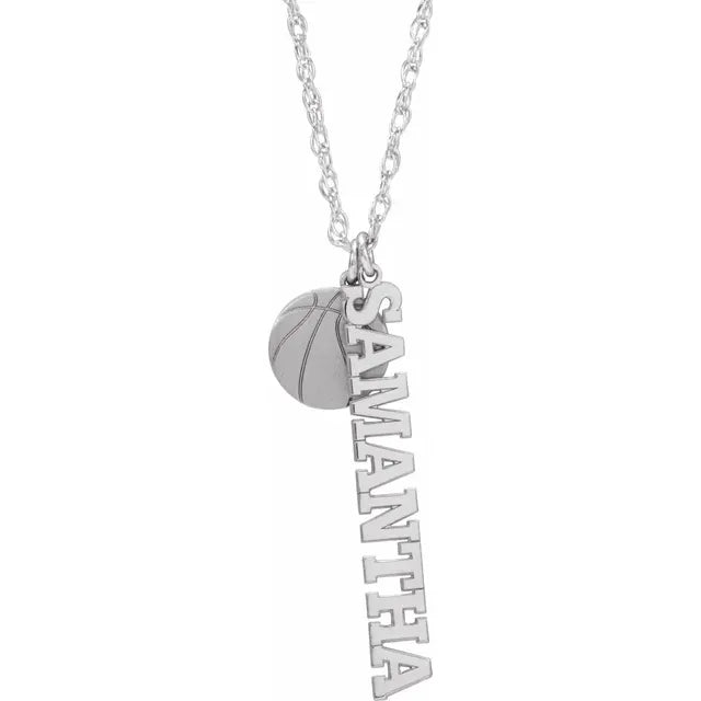 Sterling Silver Sports Nameplate 16-18" Necklace