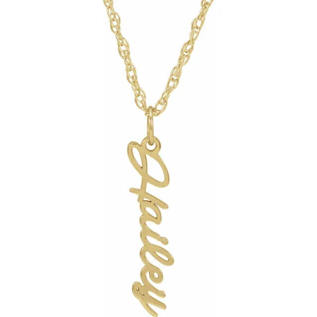 14K Yellow Gold Script Nameplate 16-18" Necklace
