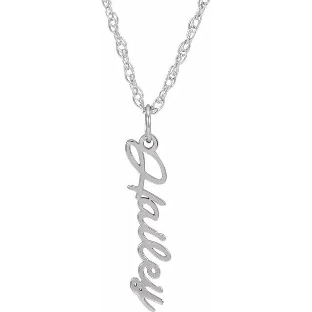 Sterling Silver Script Nameplate 16-18" Necklace