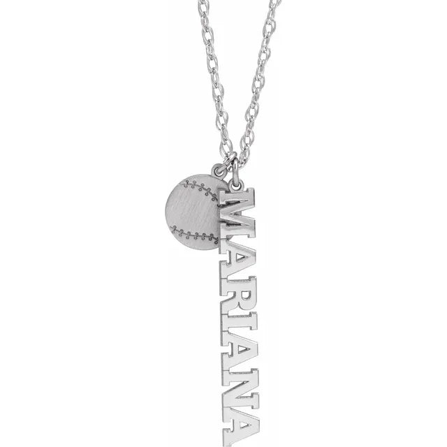 Sterling Silver Sports Nameplate 16-18" Necklace