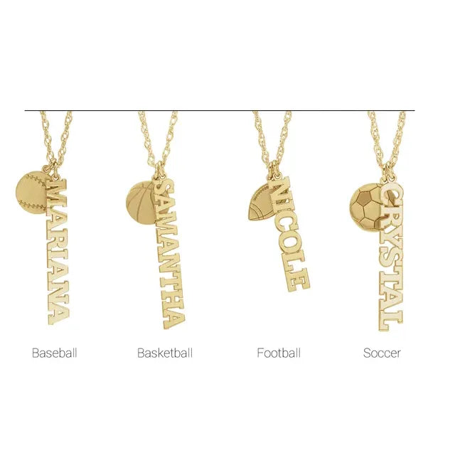 Sterling Silver Sports Nameplate 16-18" Necklace