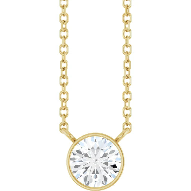 14K Yellow Gold 5/8 CT Lab-Grown Diamond 16-18" Necklace