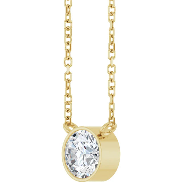 14K Yellow Gold 5/8 CT Lab-Grown Diamond 16-18" Necklace
