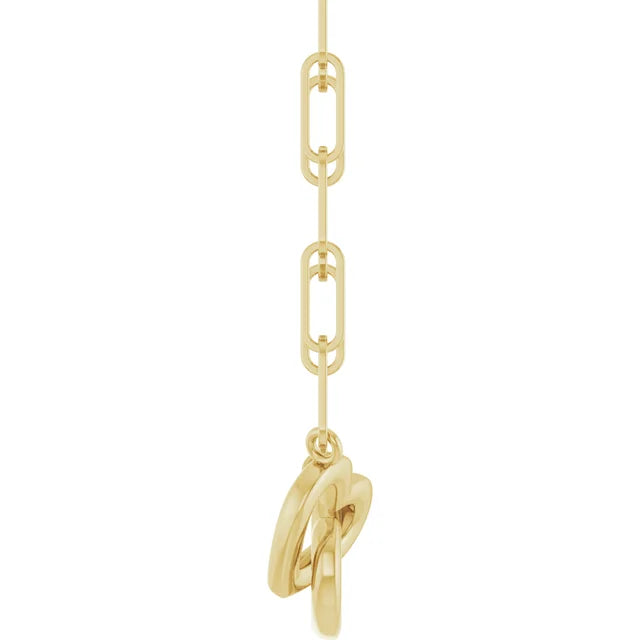 14K Yellow Gold Interlocking Heart 18" Necklace