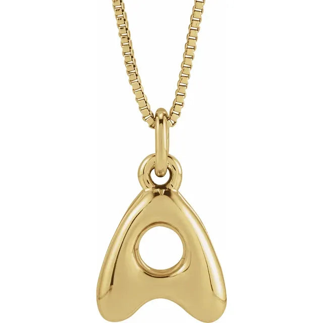14K Yellow Gold Bubble Initial 18" Necklace
