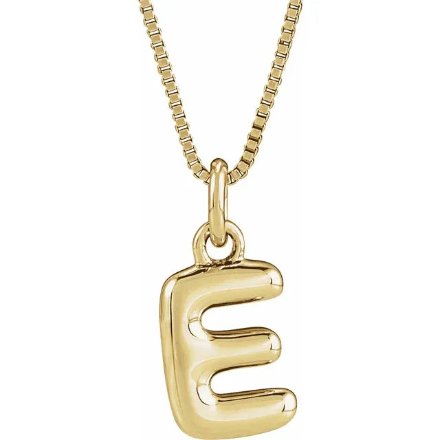 14K Yellow Gold Bubble Initial 18" Necklace