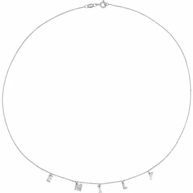 Sterling Silver 4-6 Letters Personalized 18" Initial Necklace