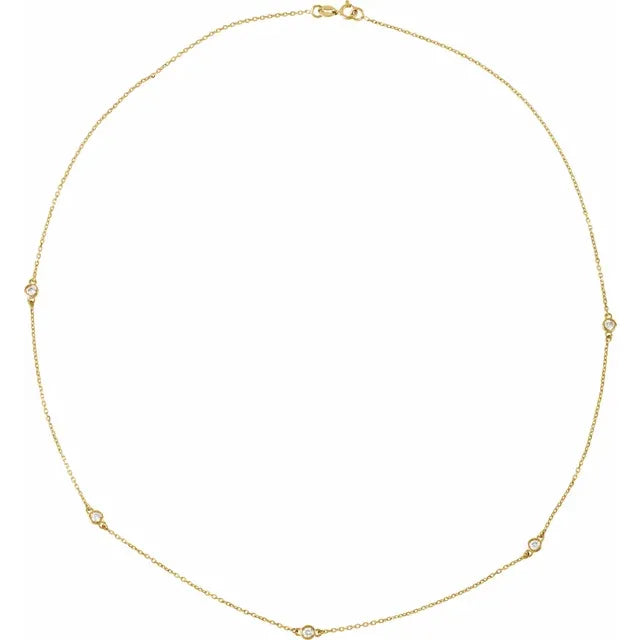 14K Yellow Gold 1/4 CTW Lab-Grown Diamond 5-Station 18" Necklace