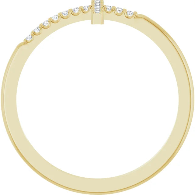 14K Yellow Gold .07 CTW Natural Diamond Sideways Cross Ring