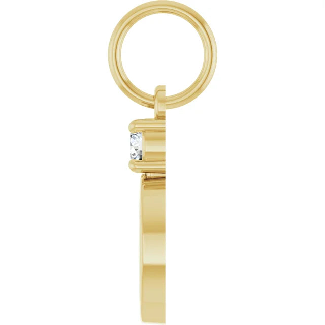 14K Yellow Gold Engravable .03 CT Natural Diamond Pendant