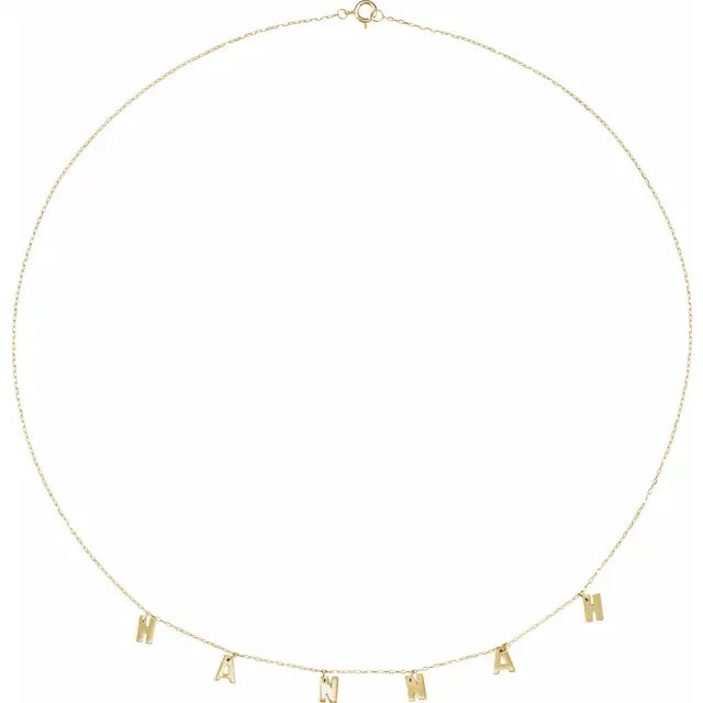 14K Yellow Gold 4-6 Letters Personalized 18" Initial Necklace