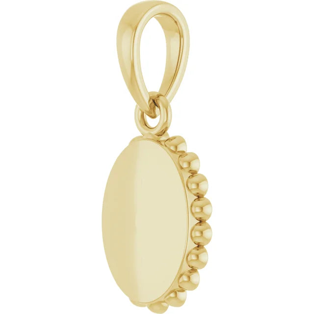 14K Yellow Gold Engravable Vintage-Inspired Pendant