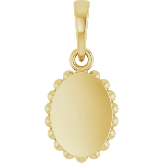 14K Yellow Gold Engravable Vintage-Inspired Pendant
