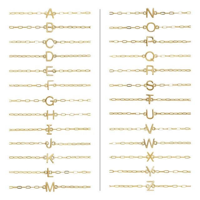 14K Yellow Gold Sans Serif Initial A 6 1/2-7 1/2" Bracelet