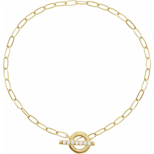 14K Yellow Gold 1/10 CTW Natural Diamond Toggle 7" Bracelet