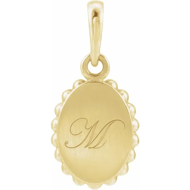 14K Yellow Gold Engravable Vintage-Inspired Pendant