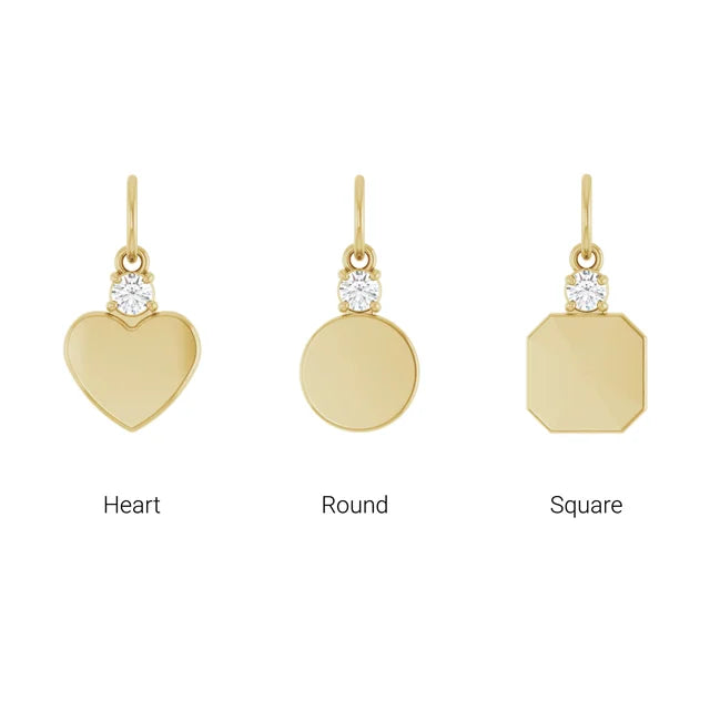 14K Yellow Gold Engravable .03 CT Natural Diamond Pendant