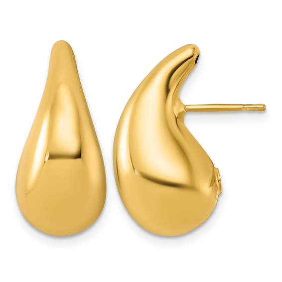 18kt Gold Polished Puffed Teardrop Post Earrings