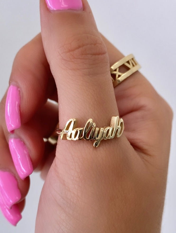 14kt Gold Custom Name Ring