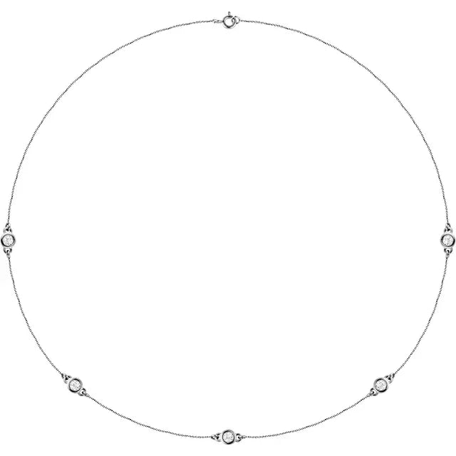 Sterling Silver 1/4 CTW Natural Diamond 5-Station 18" Necklace