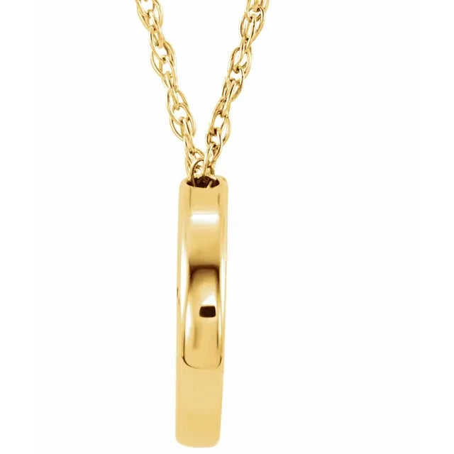 14K Yellow Gold 13 mm Circle 18" Necklace
