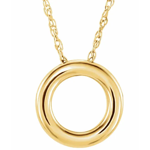 14K Yellow Gold 13 mm Circle 18" Necklace
