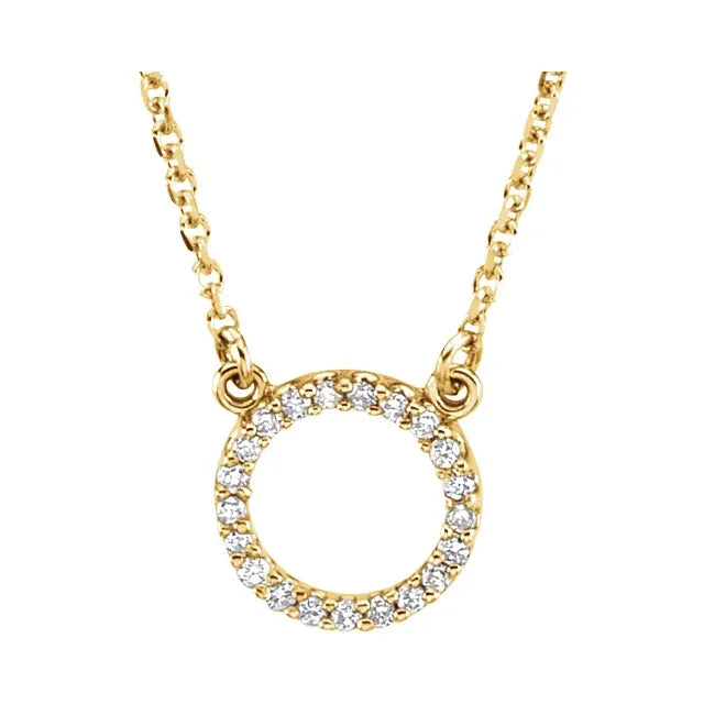 14K Yellow Gold .08 CTW Natural Diamond Circle 16" Necklace