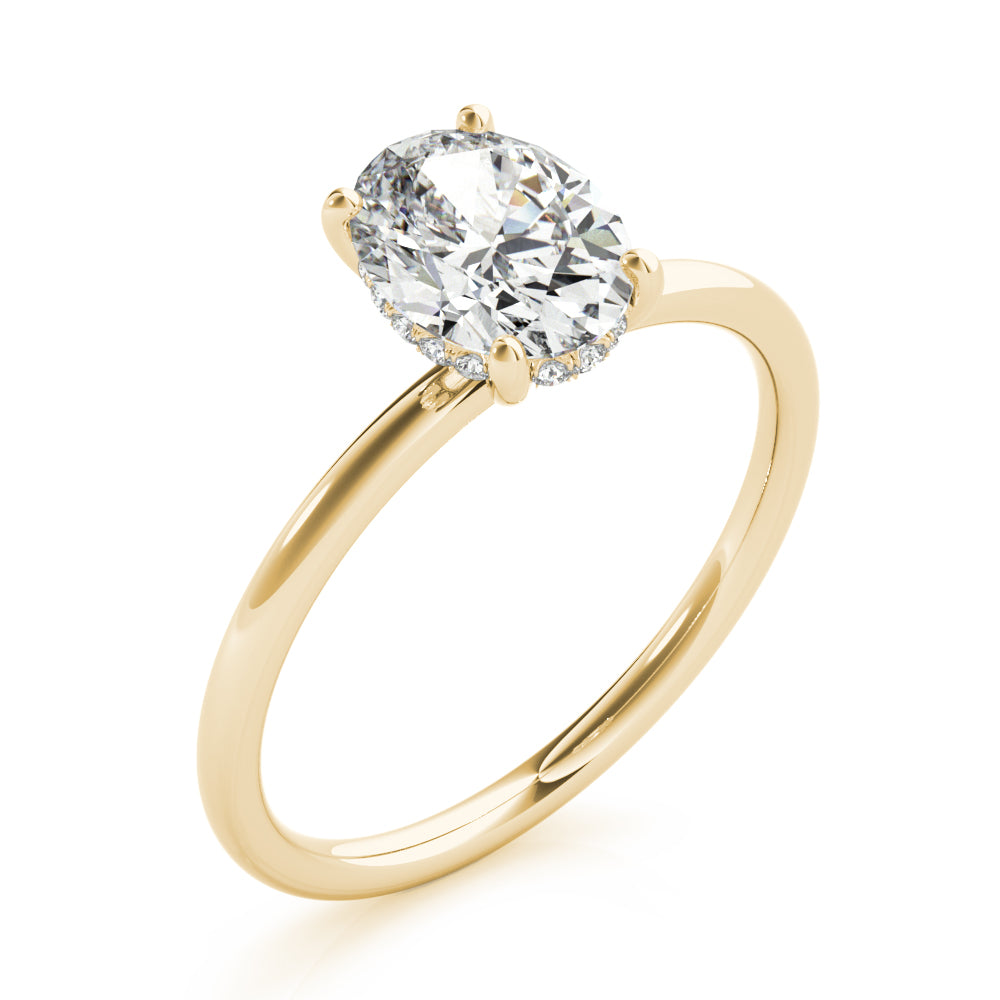 14KY 2 Carat Lab Grown Diamond Oval Hidden Halo Engagement Ring