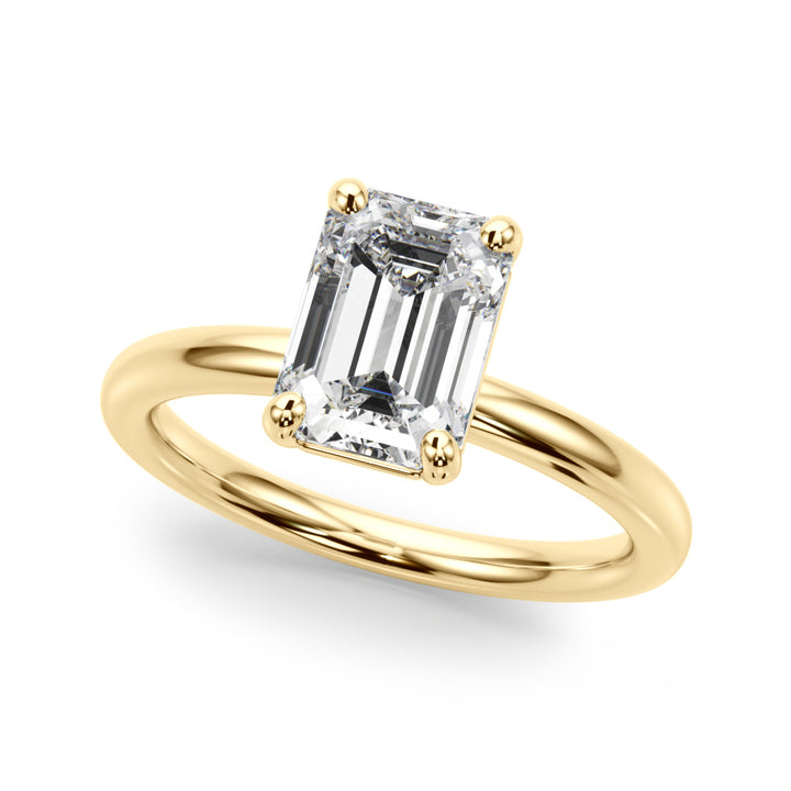 14KY Lab Grown 2 Carat Diamond Solitaire Emerald Cut Engagement Ring
