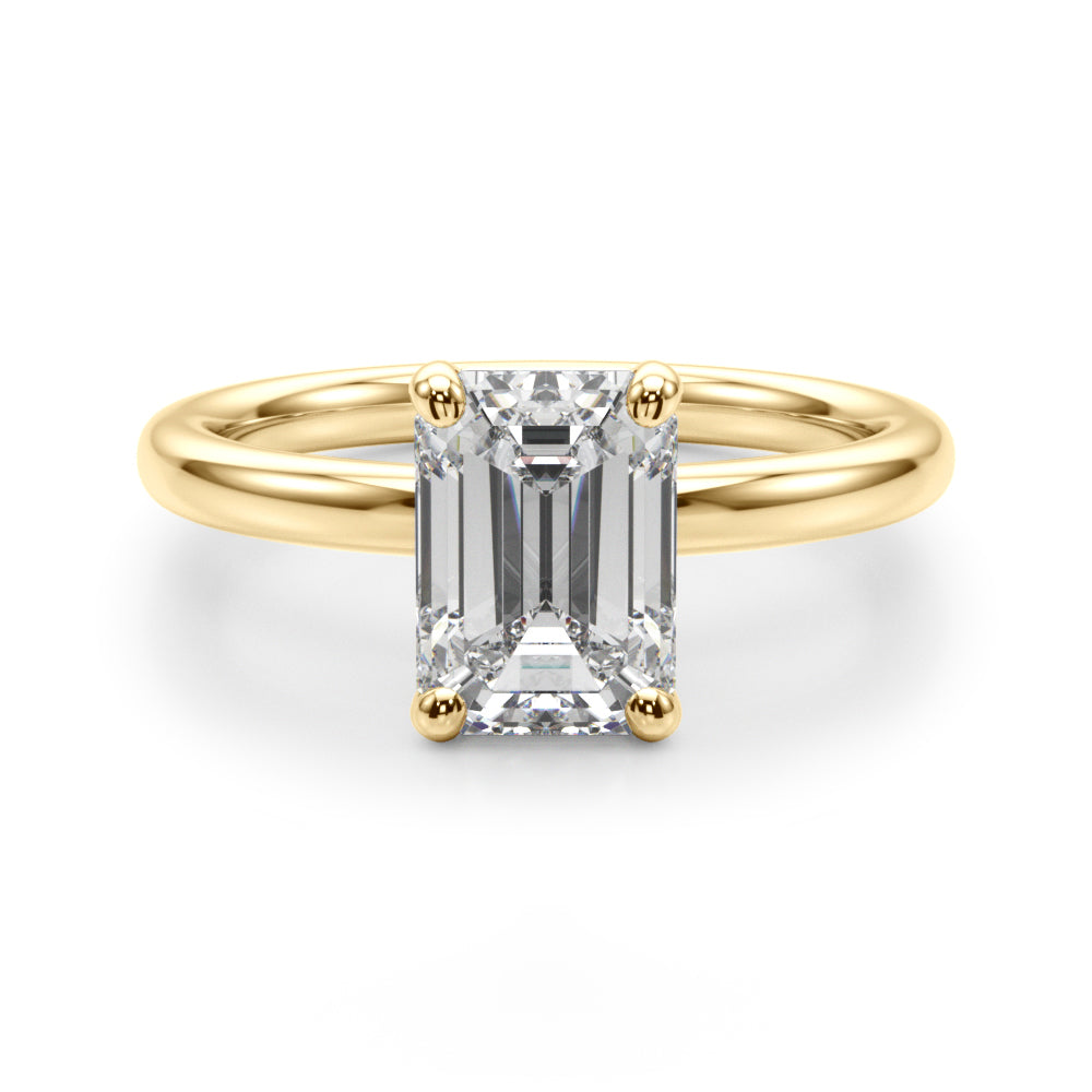14KY Lab Grown 2 Carat Diamond Solitaire Emerald Cut Engagement Ring