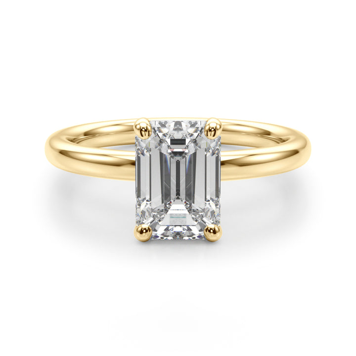 14KY Lab Grown 2 Carat Diamond Solitaire Emerald Cut Engagement Ring