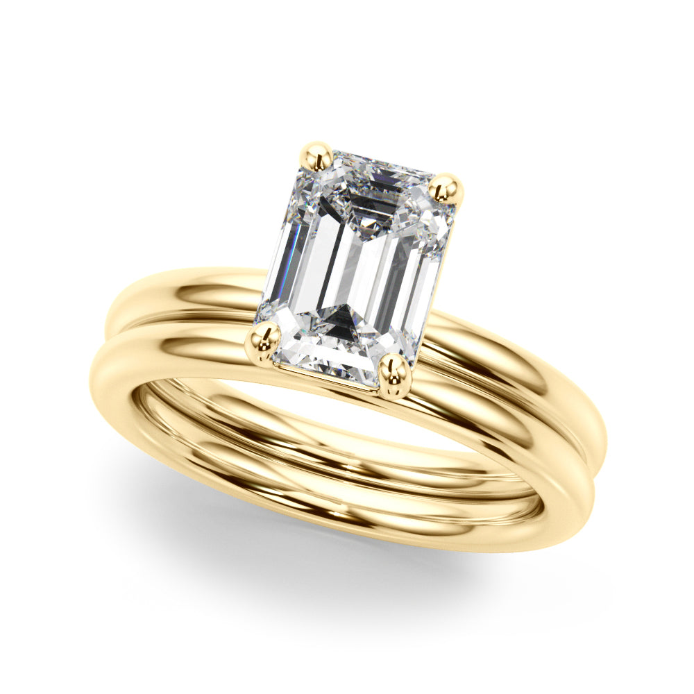 14KY Lab Grown 2 Carat Diamond Solitaire Emerald Cut Engagement Ring