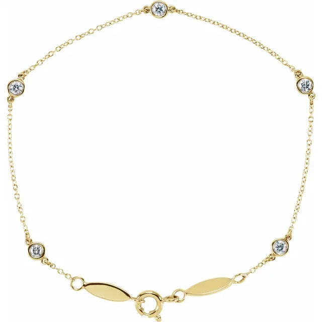 14K Yellow Gold 1/3 CTW Lab-Grown Diamond Bezel-Set Station 7" Bracelet