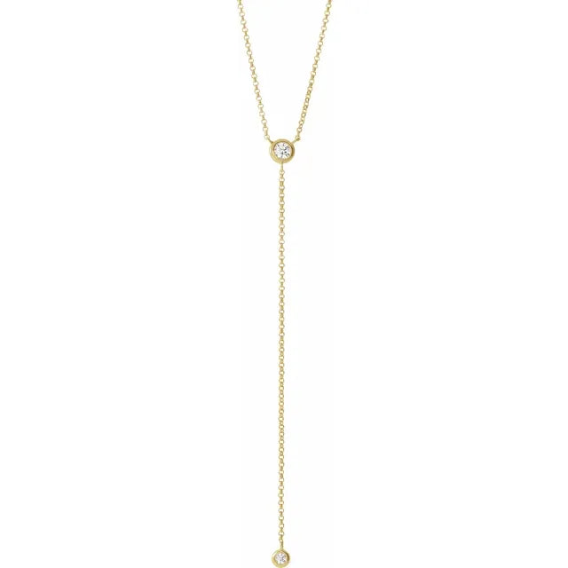 14K Yellow Gold 1/5 CTW Natural Diamond Bar 15-17" Y Necklace