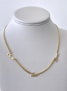 Custom 14kt Gold Multiple Name Miami Cuban Chain