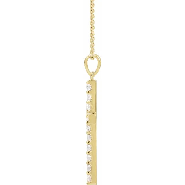 14K Yellow Gold 1/4 CTW Natural Diamond Cross 18" Necklace