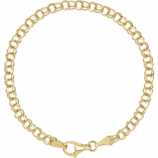 14K Yellow Gold 3.75 mm Cable Charm 7" Bracelet