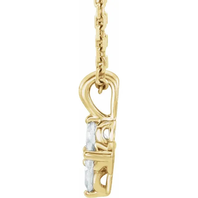 14K Yellow Gold Natural White Sapphire 16-18" Necklace